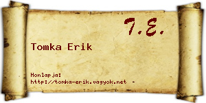 Tomka Erik névjegykártya